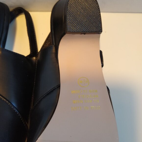 Annie Shoes Diane 8.5M Low Heel Sling Back Closed Toe Black Kid Smooth New - Picture 7 of 7